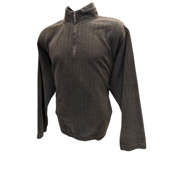 Justin Blake Fleece Sweatshirt Mens Large Quarter Zip Pullover Striped Pockets - Picture 5 of 13